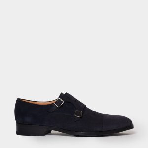 Scarpa doppia fibia in suede blu