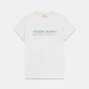 Tshirt guess jeans logo stampato verde menta