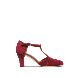 Charleston con listino centrale in velluto bordeaux