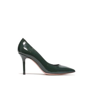 Dècolletè in morbida vernice verde muschio