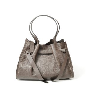 Borsa Vittoria in pelle a grana grossa moro