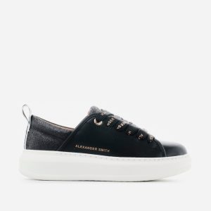 Sneakers vegana nera con sperone nero glitter