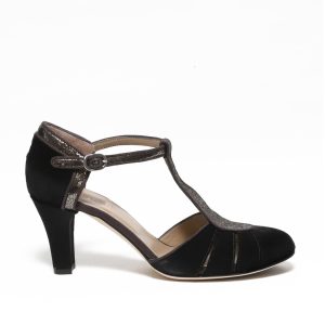 Scarpa charleston in velluto nero