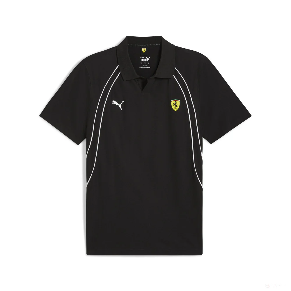 Ferrari t-shirt collo camicia, Puma, race, nero - immagine 2
