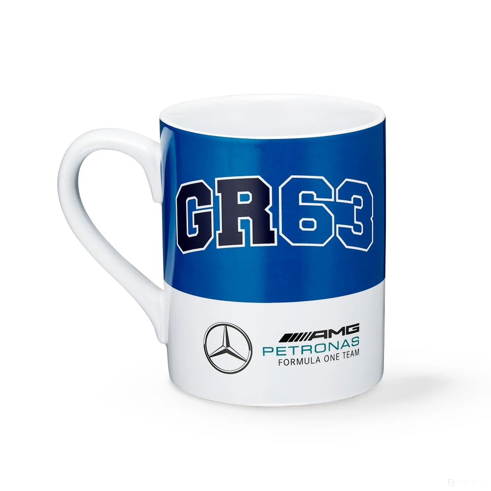 George Russell tazza, mercedes, Blu