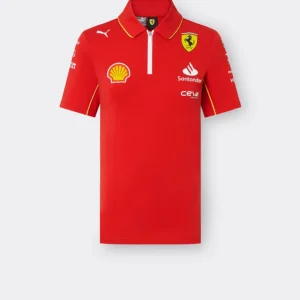 Ferrari Maglietta collo camicia, Puma, squadra, donne, rosso, 2024
