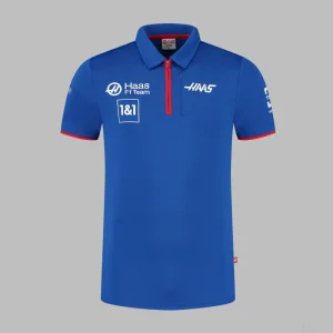 Haas F1 Squadra t-shirt collo camicia, uomo, Blu, 2022,