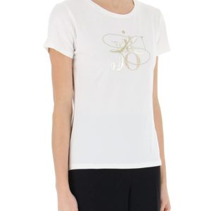 T-shirt liu jo logo ricamo e glitter