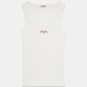 Canotta guess jeans a costine con stella ricamata