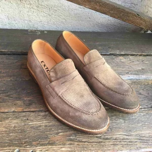 Exton 5478 mocassino camoscio traforato