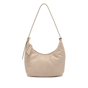 Borsa Gianni Chiarini a mezza luna in pelle liscia rosa cipria