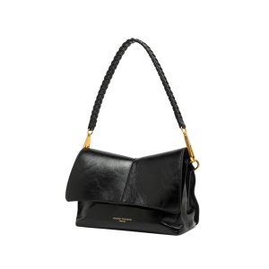 Borsa Gianni Chiarini Diva in pelle cerata effetto stropicciato nera