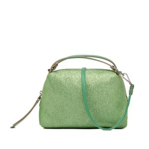 Borsetta Alifa in suede lurex verde mela