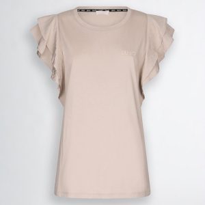 T-shirt liu jo con manica corta balze in tessuto