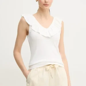 Canotta scollo v pepe jeans milli con volant