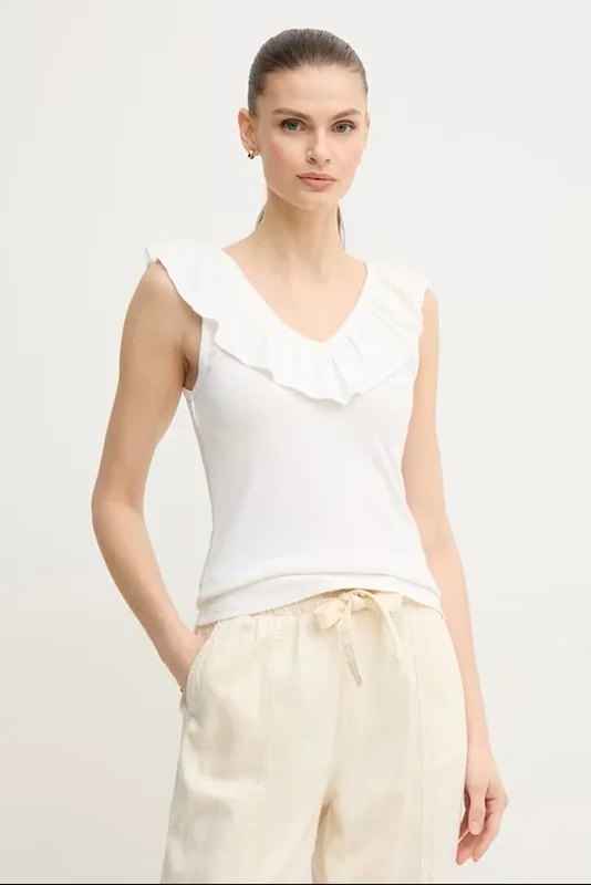 Canotta scollo v pepe jeans milli con volant - immagine 2