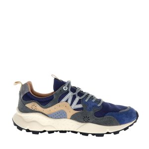 Sneaker Flower Mountain Yamano3 in canvas tecnico blu navy antracite e beige