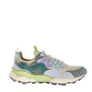 Sneaker Flower Mountain Yamano 3 suede maculato salvia e tessuto tecnico sabbia
