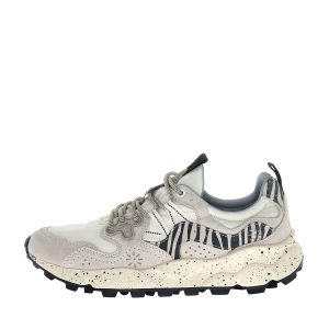 Sneaker Flower Mountain modello Yamano 3 in suede e tessuto tecnico bianco con riporti animalier