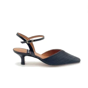 “Emilia” Slingback in Rafia Nera