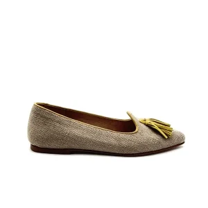 “Violante” Mocassino in Tessuto Beige