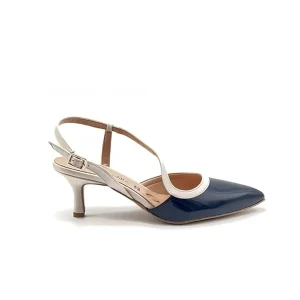 “Carmela” Slingback in Vernice Blu Navy