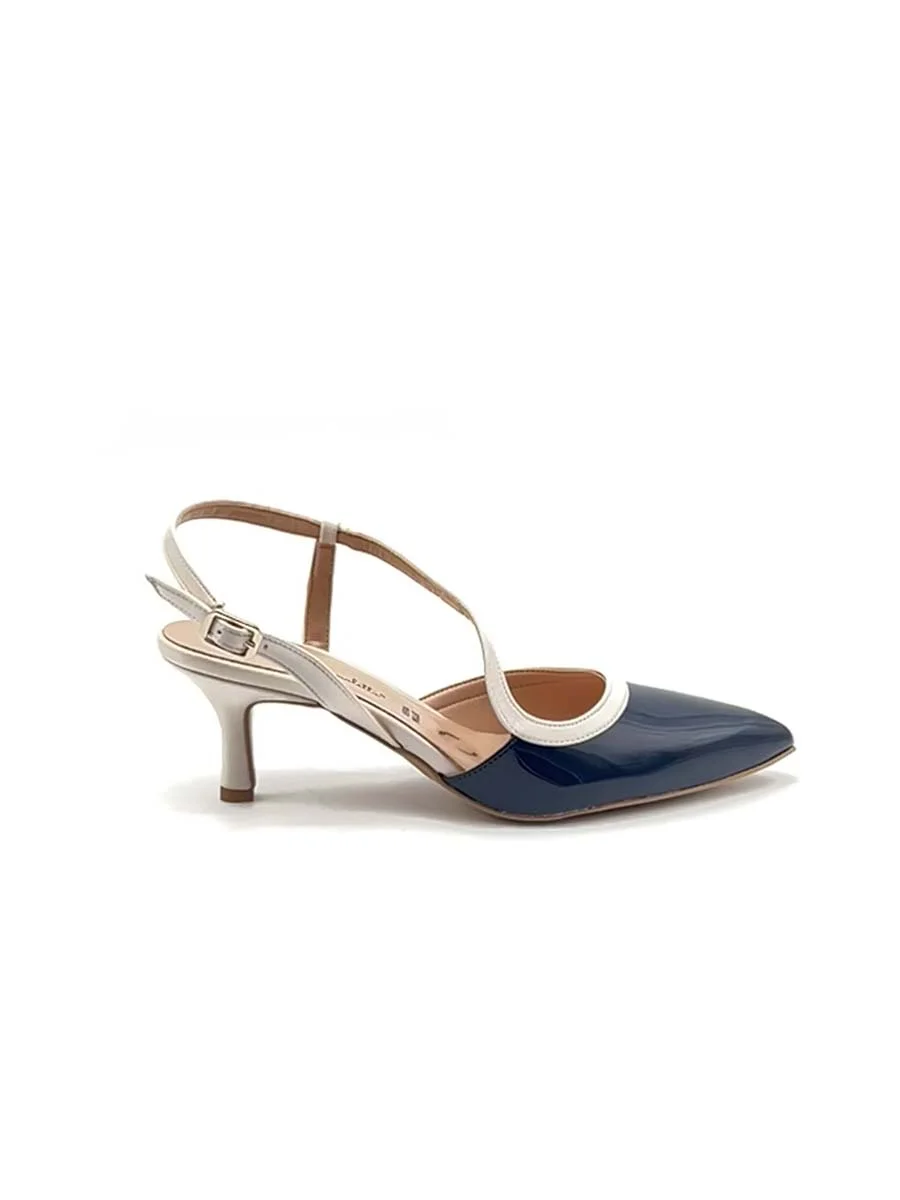 “Carmela” Slingback in Vernice Blu Navy - immagine 2