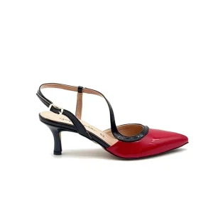 “Carmela” Slingback in Vernice Rossa