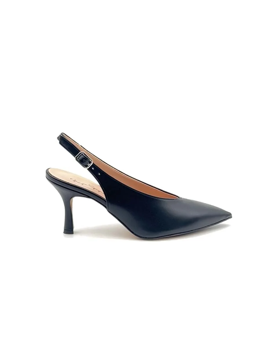 “Diletta” Slingback in Nappa Nera