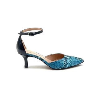 “Eva” Decollete in Stampa Pitone Bluette