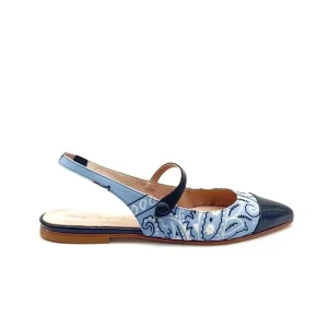 “Allegra” Slingback in Tessuto Bandana Cielo