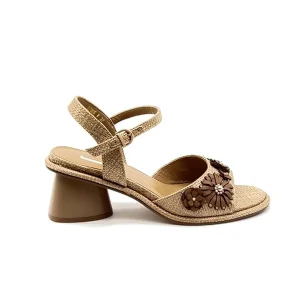 “Simonetta” Sandalo in Rafia Beige