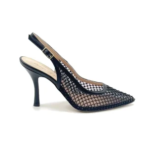 “Bacco” Slingback in Rete Strass Nera