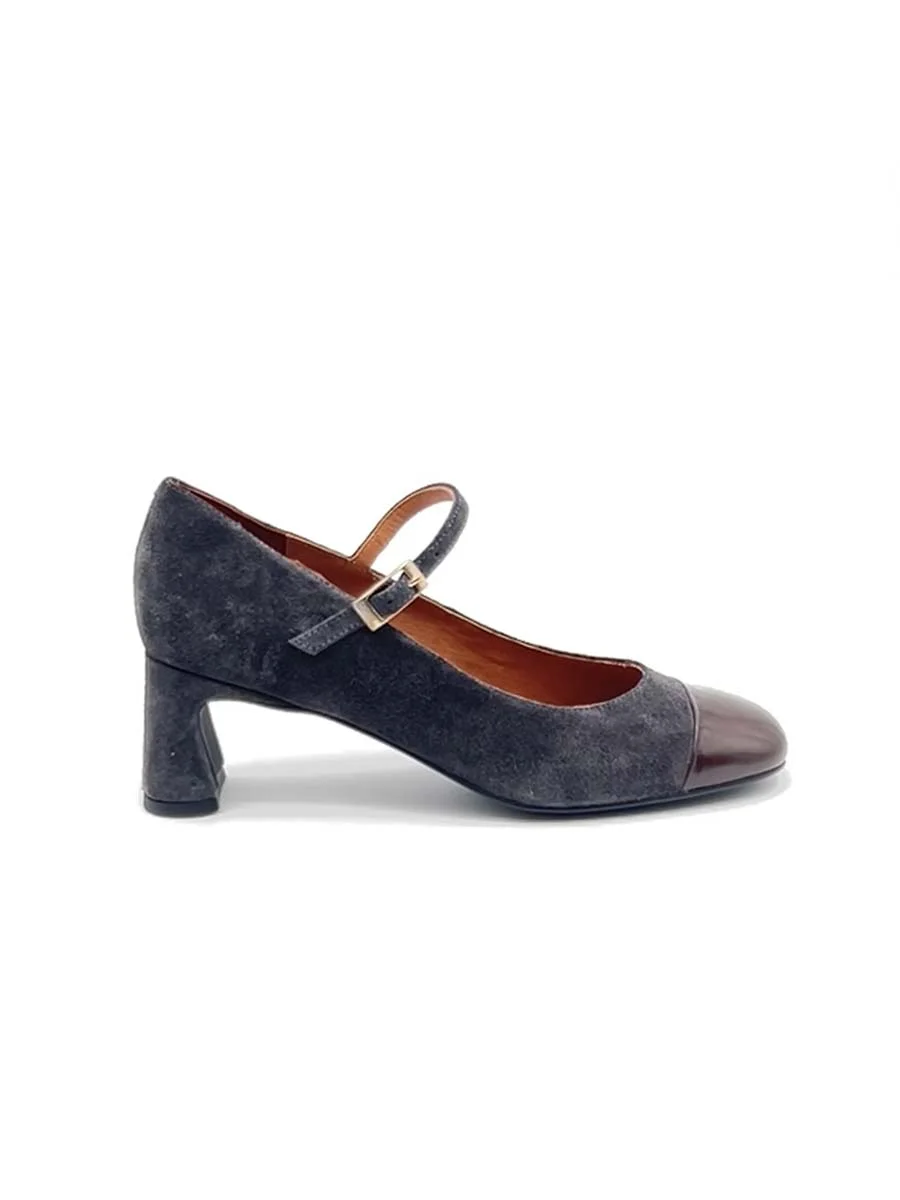 “Dampun” Mary Jane in Camoscio Grigio - immagine 2