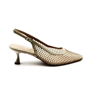 “Bacco” Slingback in Rete con Strass Champagne