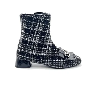 “Chiara” Tronchetto in Tweed Nero