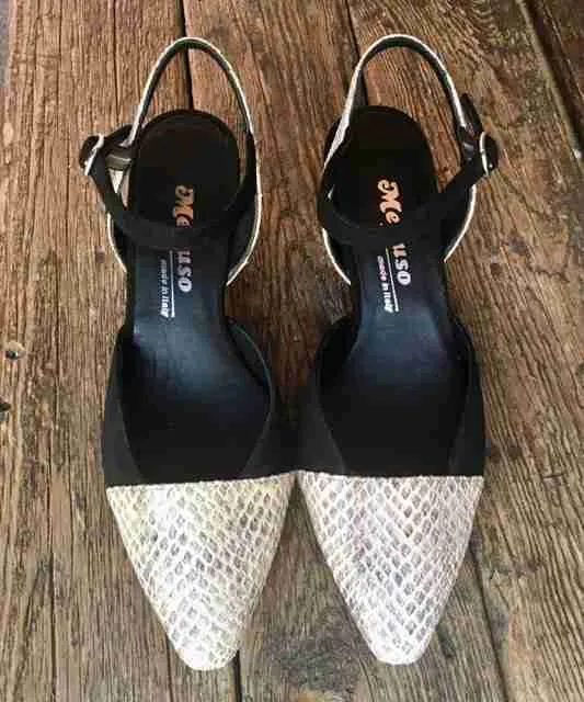 Melluso V303 Sandalo punta chiusa nero e rettile beige - immagine 3