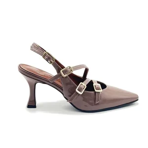“Flaminia” Slingback in Vernice Fango