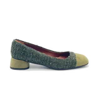 “Francesca” Decollete in Tweed Verde Militare