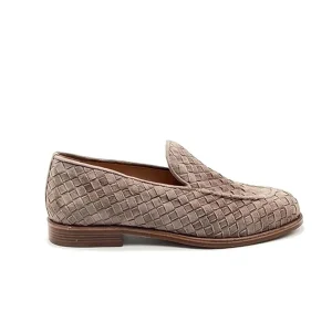 “Penny” Mocassino in Camoscio Intrecciato Fango