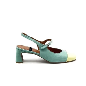 “Dapun” Slingback in Camoscio Verde Acqua