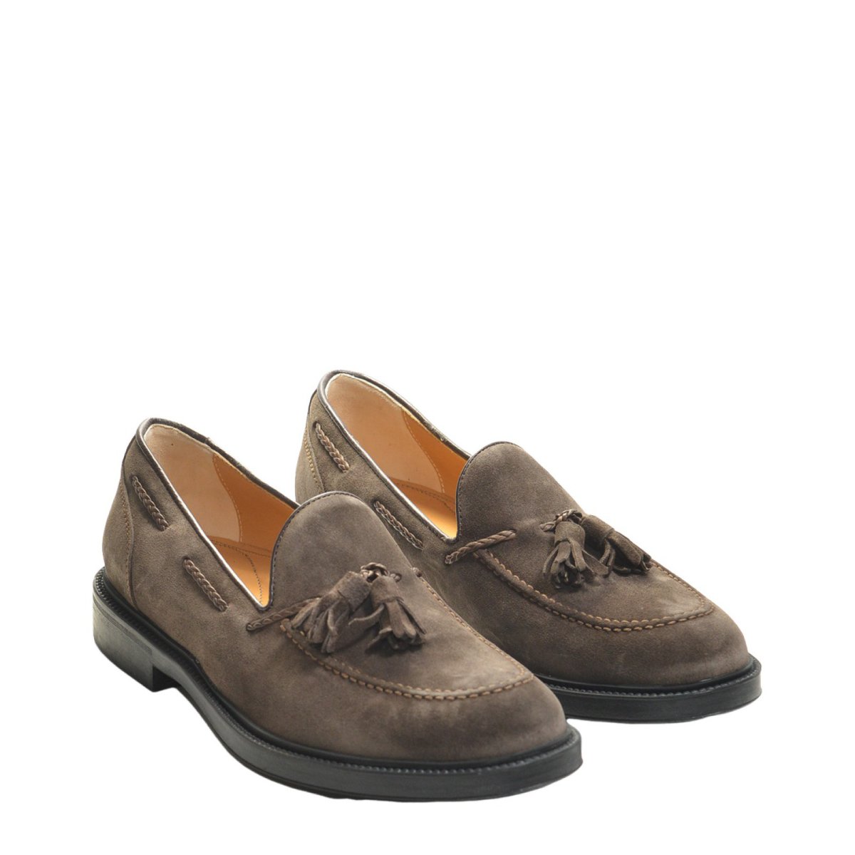 Mocassino in suede pepe con nappine - immagine 3