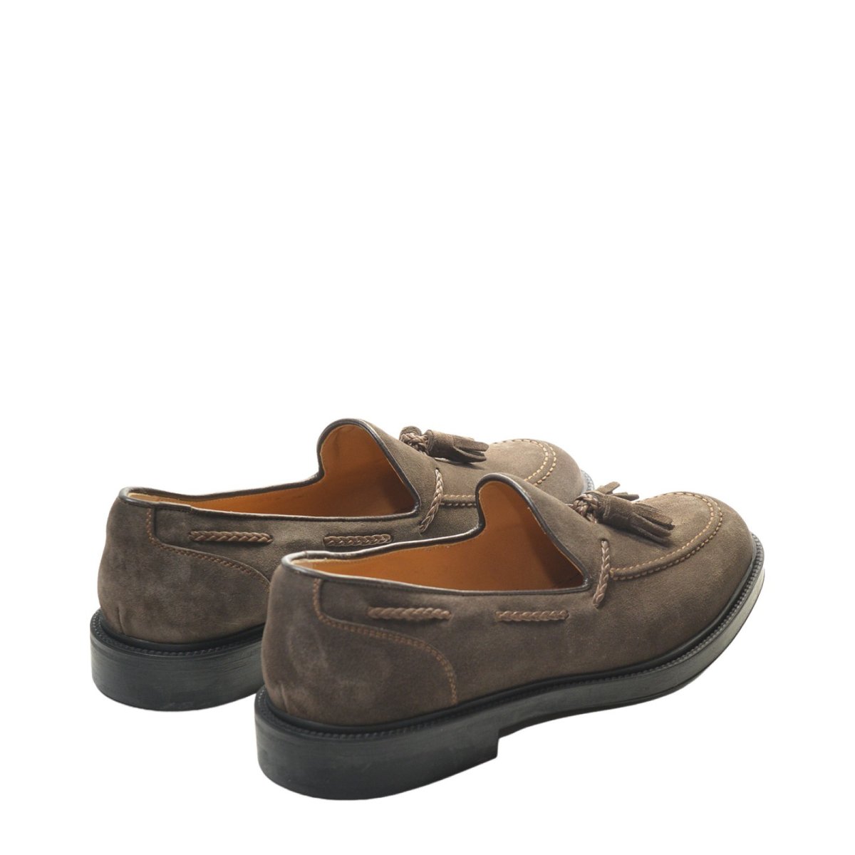 Mocassino in suede pepe con nappine - immagine 4