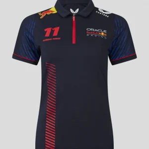 Red Bull Racing t-shirt collo camicia, Sergio Pérez, Donne, Blu, 2023