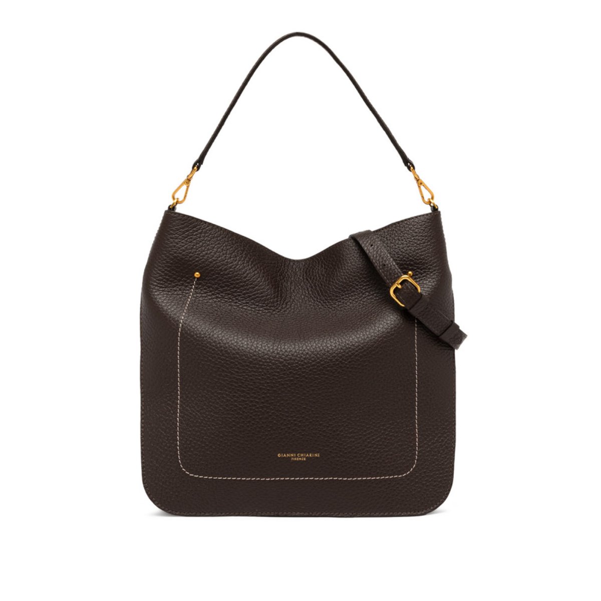 Borsa Olga in pelle a grana maxi marrone - immagine 2