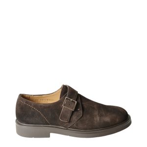 Scarpa con fibbia in suede marrone