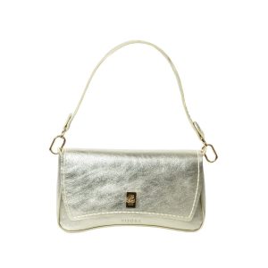 Borsa a spalla in pelle platino