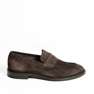 Mocassino in suede pieno fiore ebano