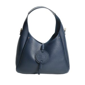 Borsa a spalla in pelle blu