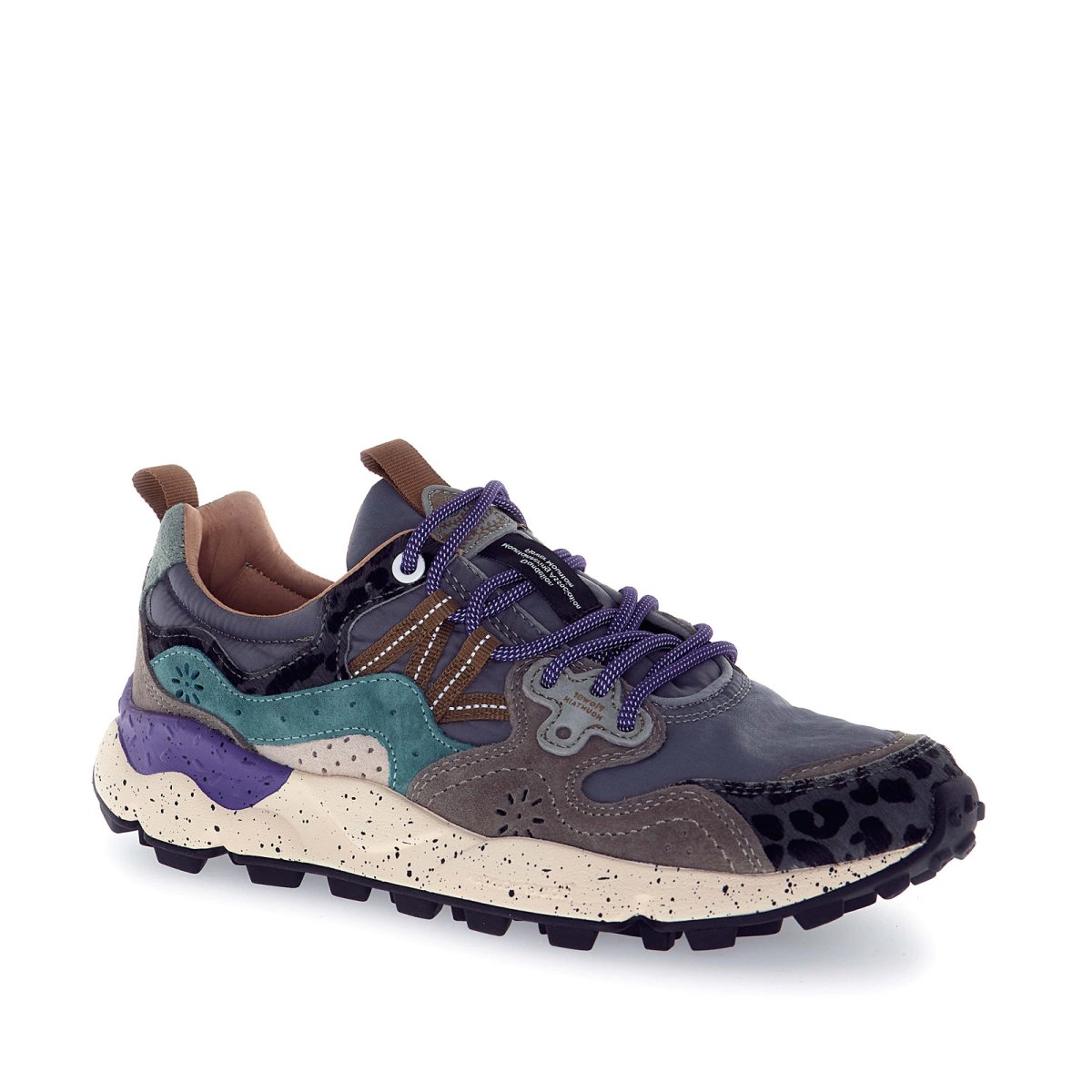 Sneakers Yamano grigio maculato, nero e petrolio - immagine 3